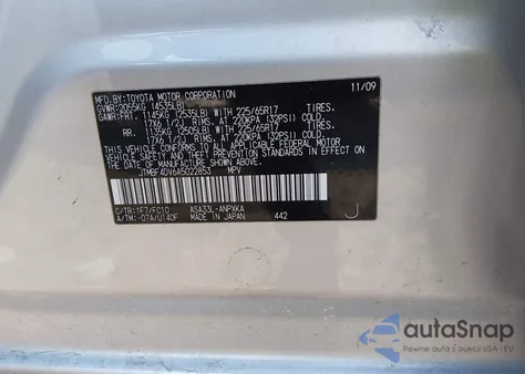 2010 Toyota Rav4 z USA, uszkodzony, nr VIN JTMBF4DV6A5022853